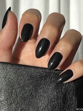 Glossy Black Almond Press-On Nails